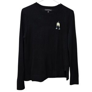 Banana Republic Sweater XS Wool Cashmere Champagne Embroidered Holiday Party NYE